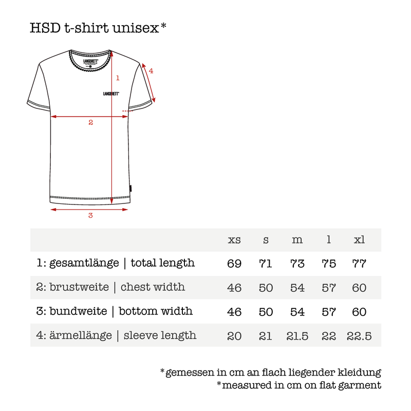 Größentabelle für HSD T-shirt made from organic cotton | Unisex