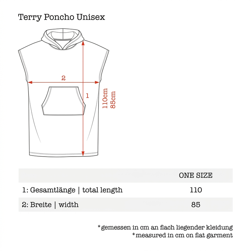 Größentabelle für Terry cloth poncho | Organic cotton surf poncho