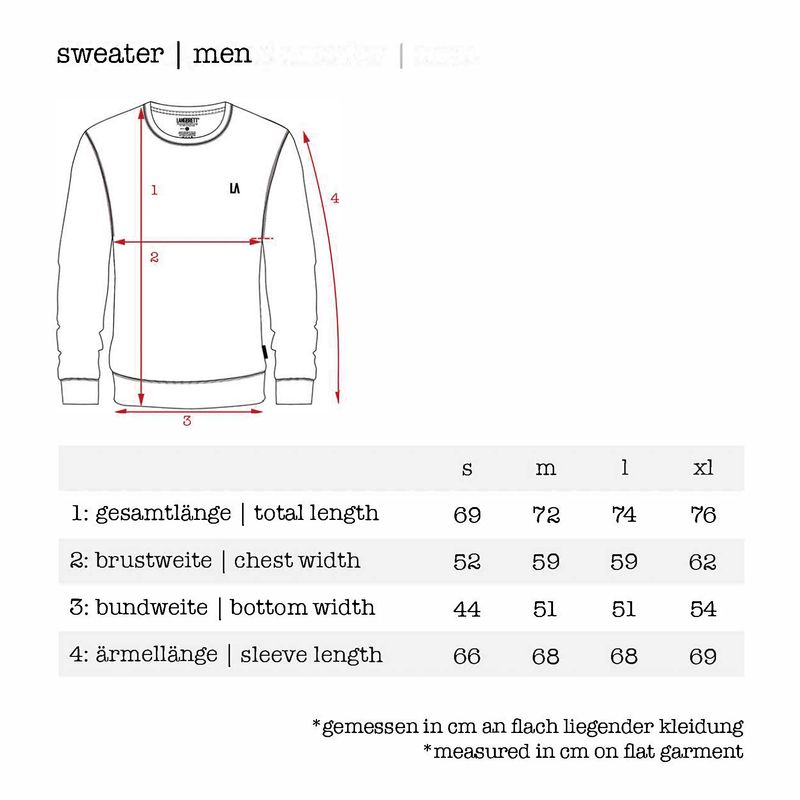 Größentabelle für Logo-Sweater aus Bio-Baumwolle | Unisex